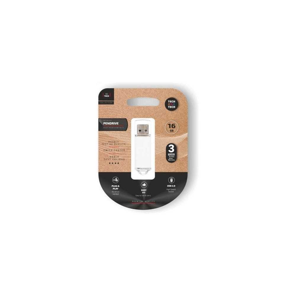 Pendrive 16GB Tech One Tech Basic USB 2.0/ Blanco | Memorias USB