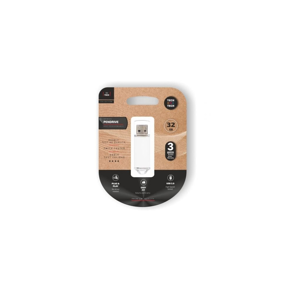 Pendrive 32GB Tech One Tech Basic USB 2.0/ Blanco | Memorias USB