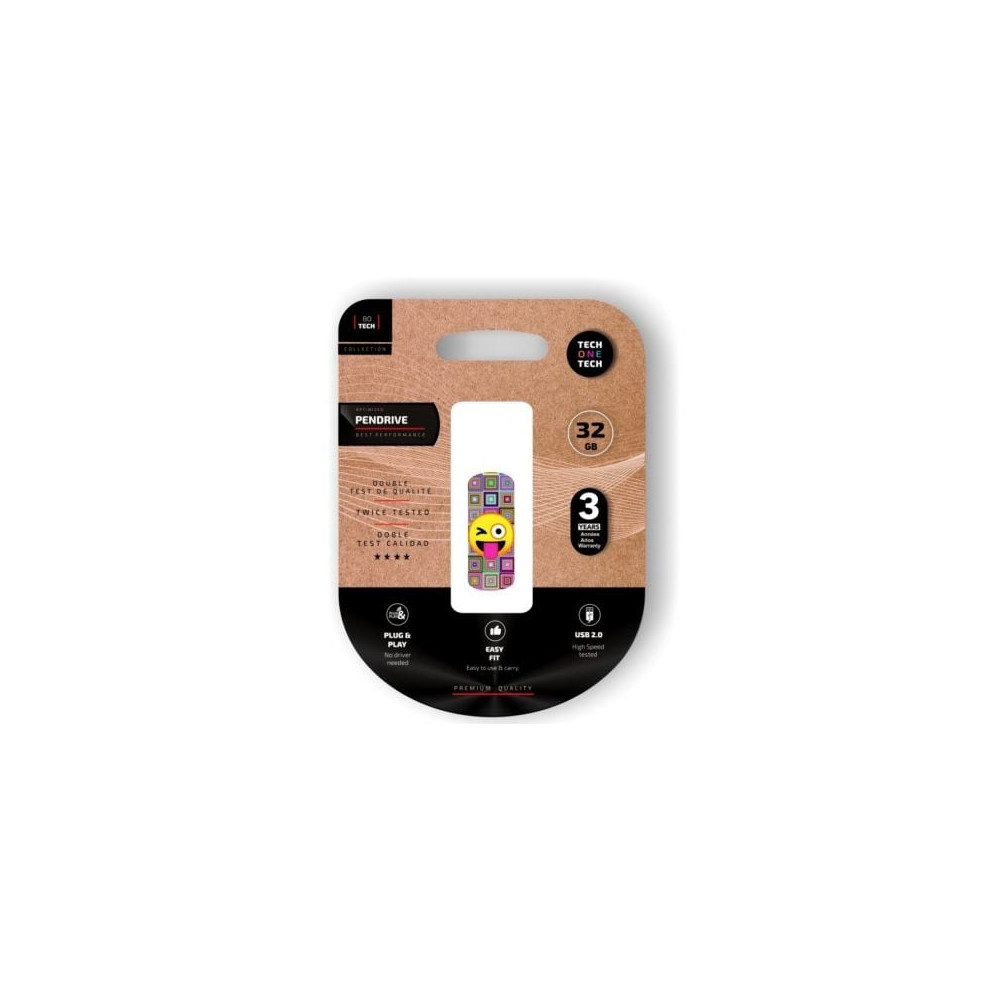 Pendrive 32GB Tech One Tech Emoji guiño USB 2.0 | Memorias USB