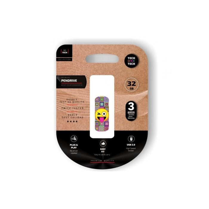 Pendrive 32GB Tech One Tech Emoji guiño USB 2.0 | Memorias USB