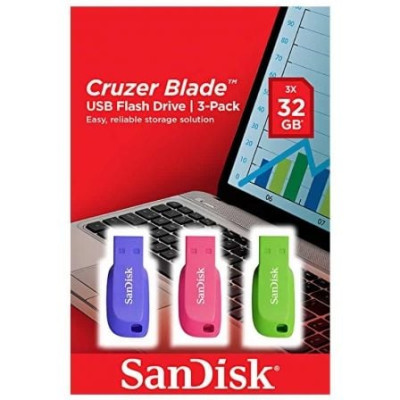 Pendrives 32GB SanDisk Cruzer Blade/ USB 2.0/ Pack 3 | Memorias USB