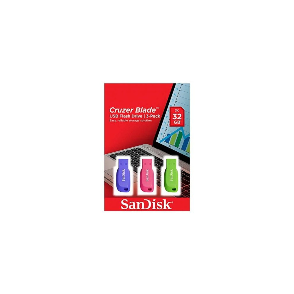 Pendrives 32GB SanDisk Cruzer Blade/ USB 2.0/ Pack 3 | Memorias USB