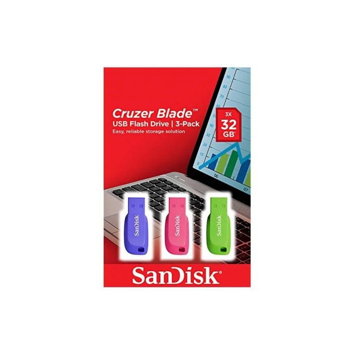 Pendrives 32GB SanDisk Cruzer Blade/ USB 2.0/ Pack 3 | Memorias USB