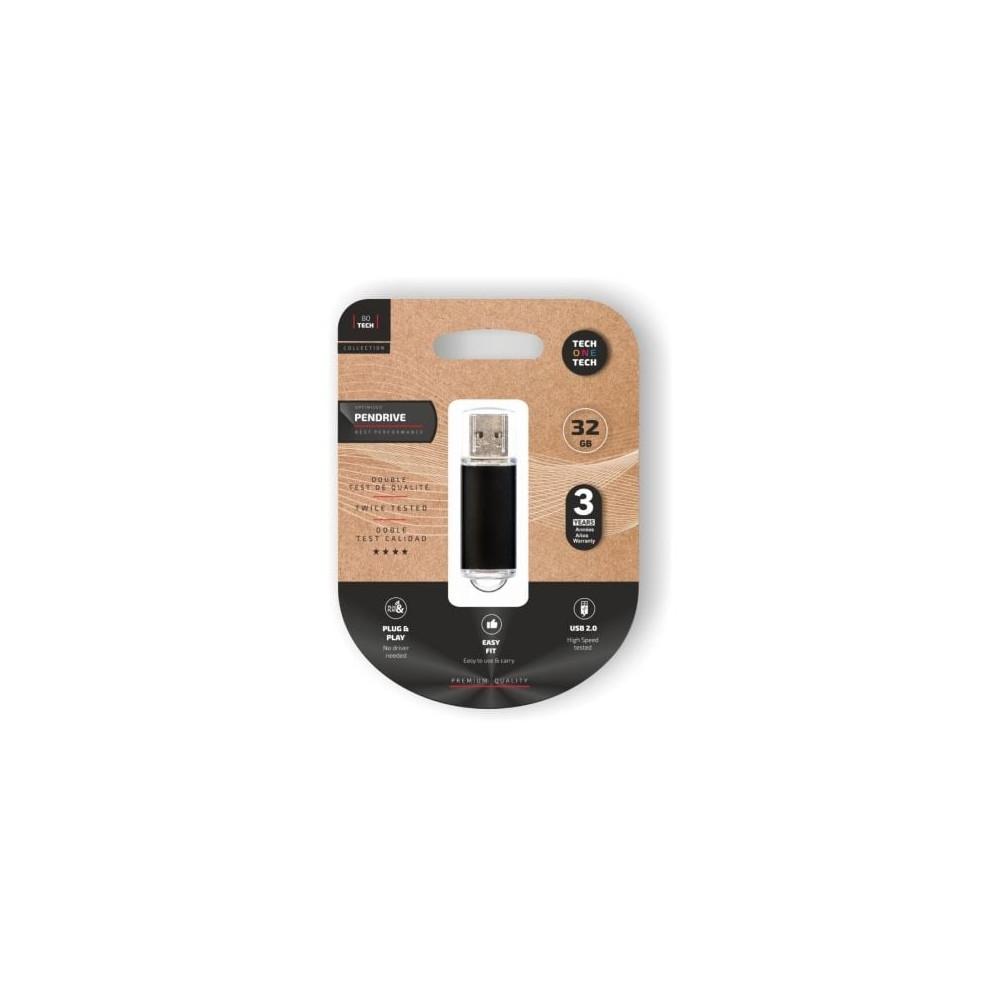 Pendrive 32GB Tech One Tech Basic USB 2.0/ Negro | Memorias USB