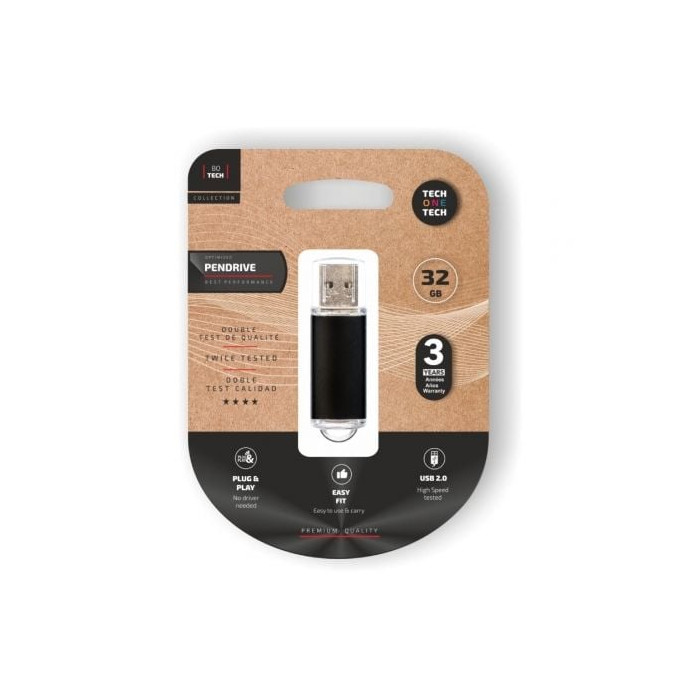 Pendrive 32GB Tech One Tech Basic USB 2.0/ Negro | Memorias USB