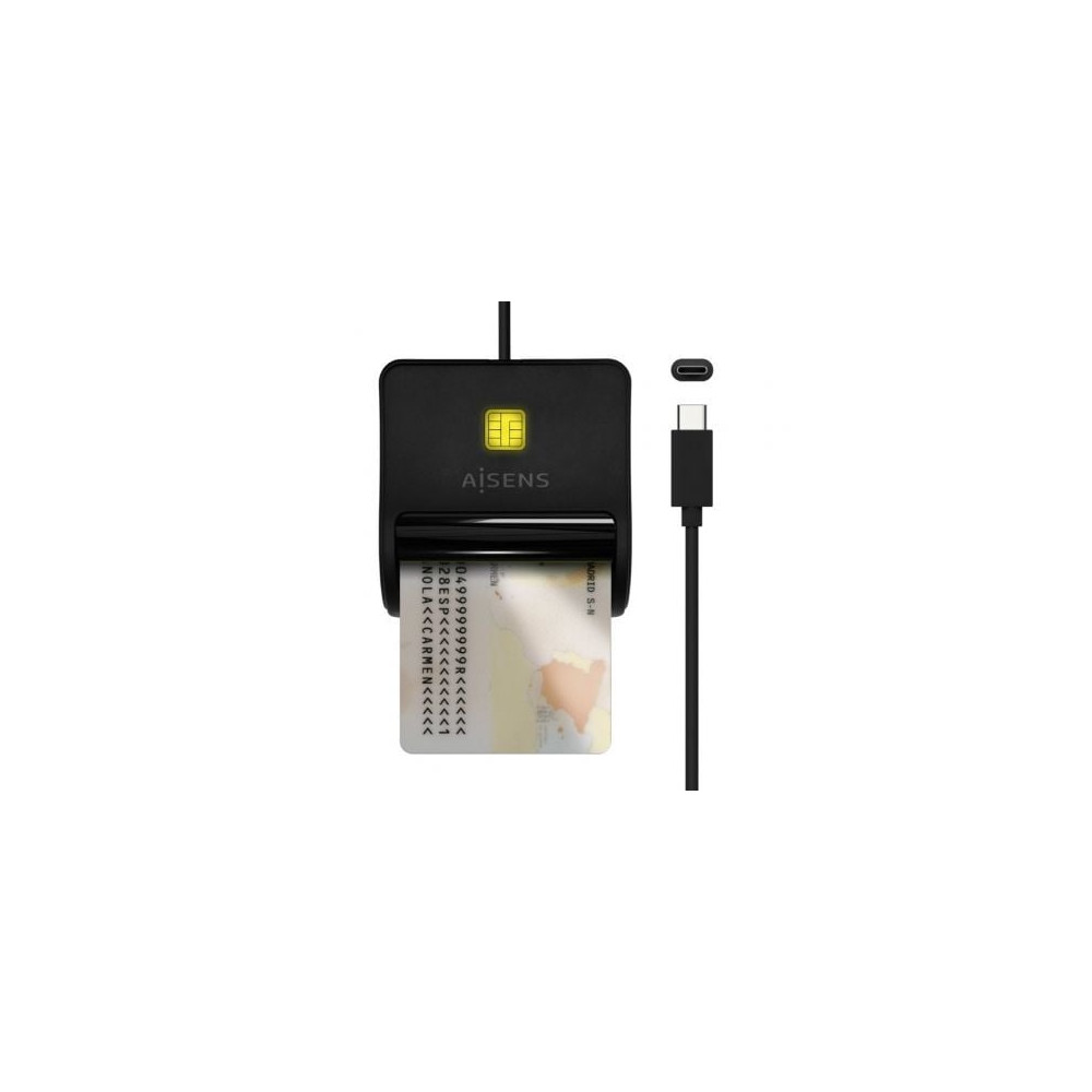 Lector de DNI USB Tipo-C Aisens ASCR-SN03C-BK/ USB Tipo-C/ Negro | Lectores DNI