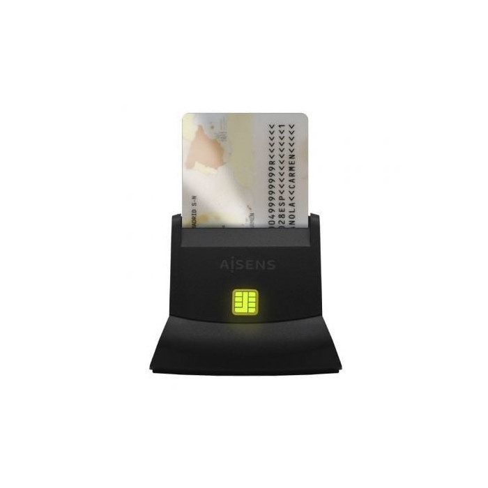 Lector de DNI y Tarjetas Aisens ASCR-SN05-BK/ USB 2.0/ Negro | Lectores DNI