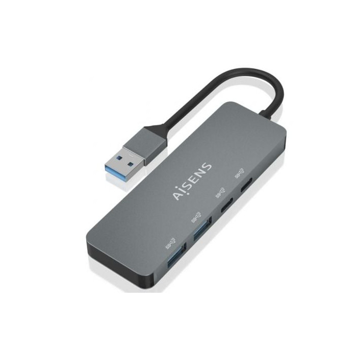 Hub USB 3.2 Aisens A106-0696/ 2xUSB/ 2xUSB Tipo-C/ Gris | Hubs USB