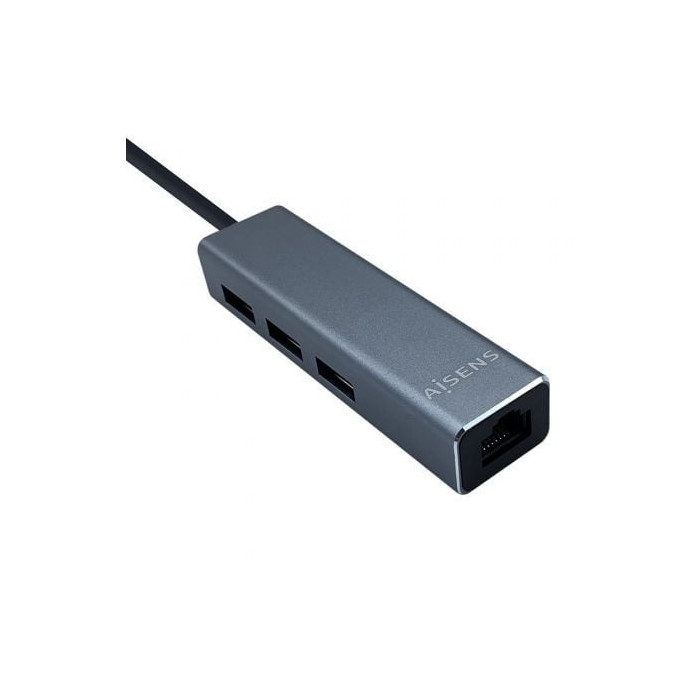 Hub USB Tipo-C Aisens A109-0396/ 3xUSB/ 1xRJ45/ Gris | Hubs USB