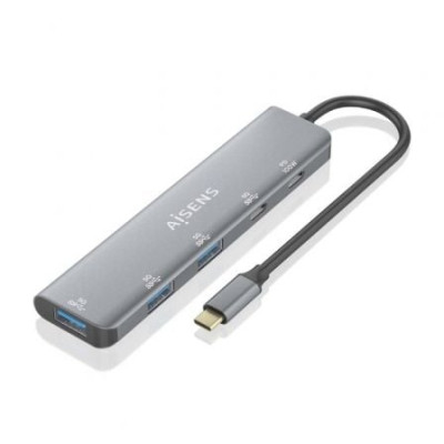 Hub USB Tipo-C Aisens A109-0857/ 3xUSB/ 1xUSB Tipo-C/ 1xUSB Tipo-C PD/ Gris | Hubs USB