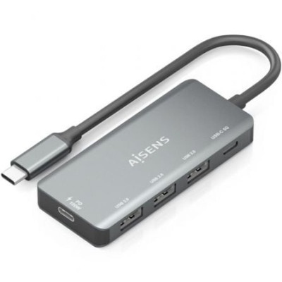 Hub USB Tipo-C Aisens A109-0945/ 3xUSB/ 1xUSB Tipo-C/ 1xUSB Tipo-C PD/ Gris | Hubs USB