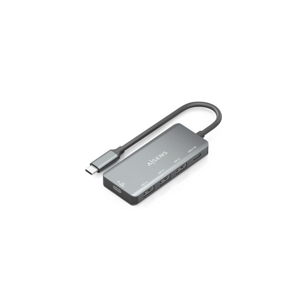 Hub USB Tipo-C Aisens A109-0945/ 3xUSB/ 1xUSB Tipo-C/ 1xUSB Tipo-C PD/ Gris | Hubs USB