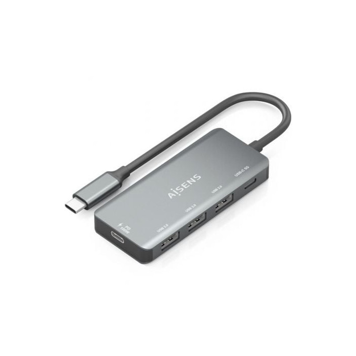 Hub USB Tipo-C Aisens A109-0945/ 3xUSB/ 1xUSB Tipo-C/ 1xUSB Tipo-C PD/ Gris | Hubs USB