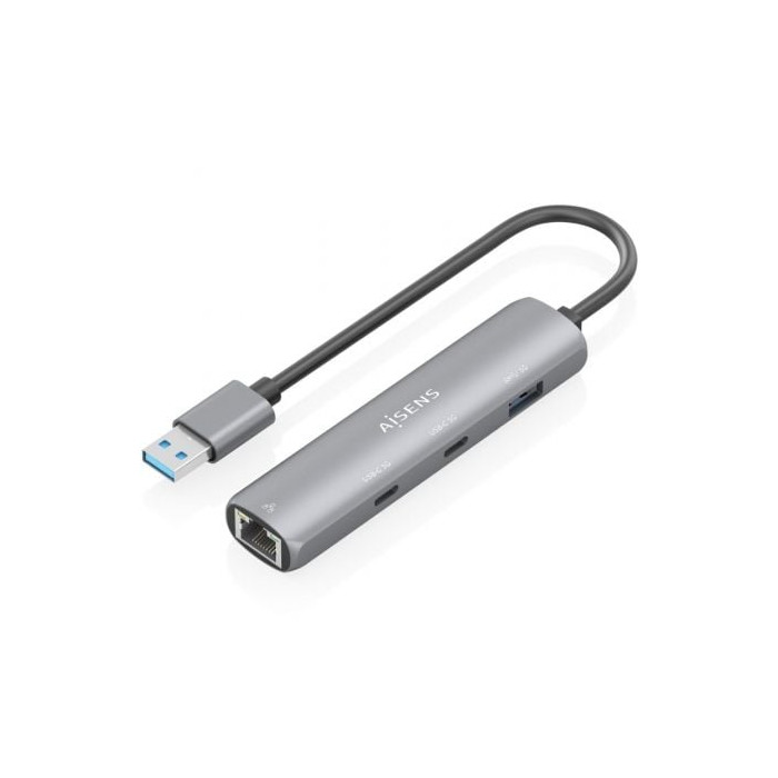 Hub USB Aisens ASUC-4P036-GR/ 2xUSB Tipo-C/ 1xUSB/ 1xRJ45/ Gris | Hubs USB
