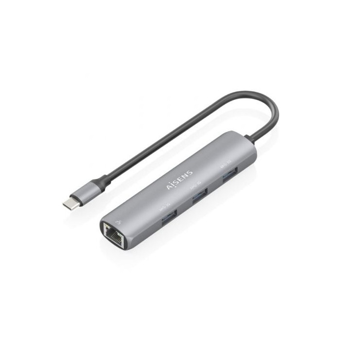 Hub USB Tipo-C Aisens ASUC-4P038-GR/ 3xUSB/ 1xRJ45/ Gris | Hubs USB
