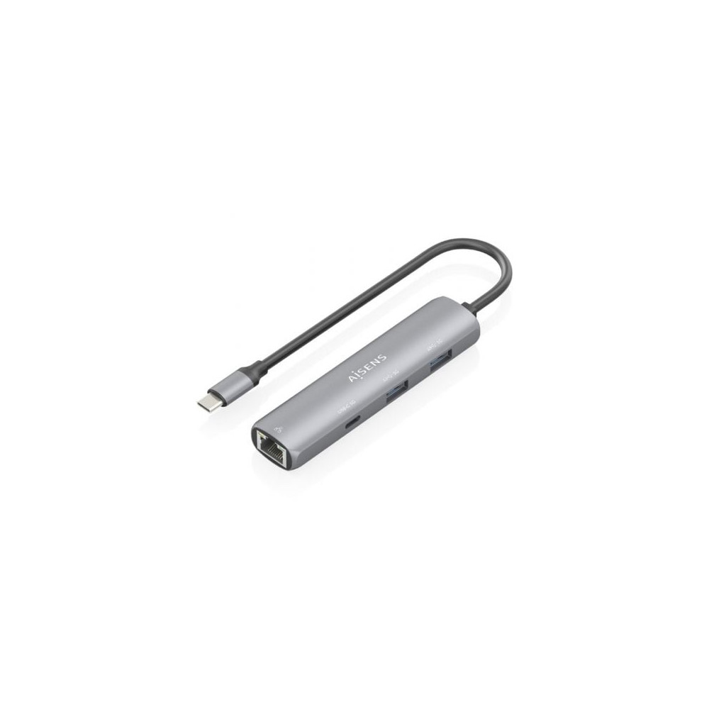 Hub USB Tipo-C Aisens ASUC-4P039-GR/ 1xUSB Tipo-C/ 2xUSB/ 1xRJ45/ Gris | Hubs USB