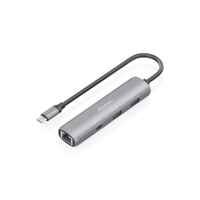 Hub USB Tipo-C Aisens ASUC-4P039-GR/ 1xUSB Tipo-C/ 2xUSB/ 1xRJ45/ Gris | Hubs USB