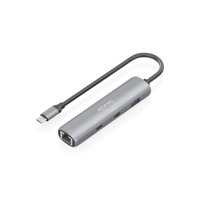 Hub USB Tipo-C Aisens ASUC-4P040-GR/ 2xUSB Tipo-C/ 1xUSB/ 1xRJ45/ Gris | Hubs USB