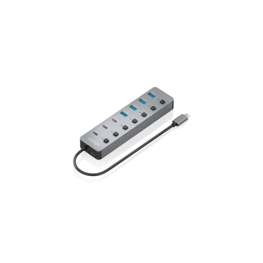 Hub USB Tipo-C 3.2 Aisens ASUC-8P044-GR/ 4xUSB/ 3xUSB Tipo-C/ 1xUSB Tipo-C PD/ Gris | Hubs USB