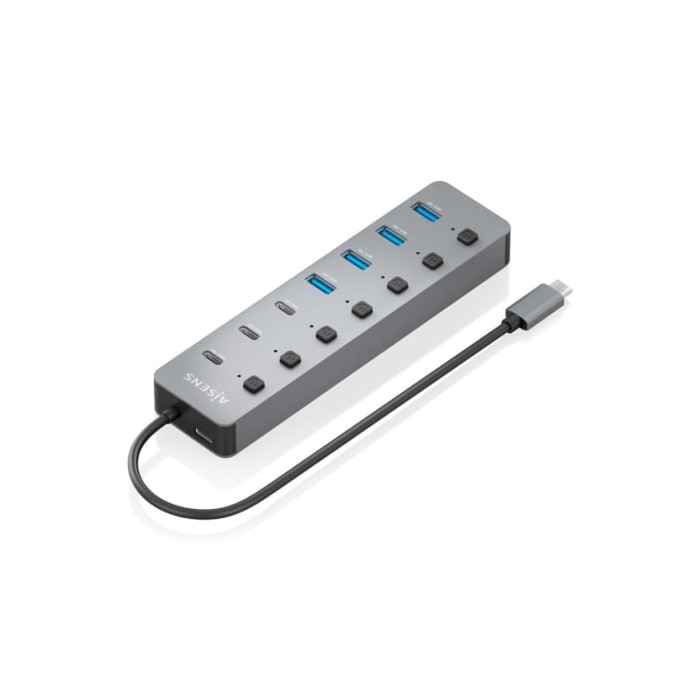 Hub USB Tipo-C 3.2 Aisens ASUC-8P044-GR/ 4xUSB/ 3xUSB Tipo-C/ 1xUSB Tipo-C PD/ Gris | Hubs USB