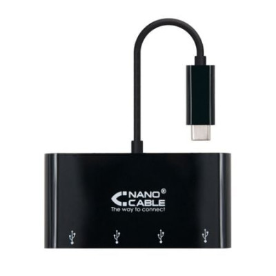 Hub USB Tipo-C Nanocable 10.16.4401-BK / 4xUSB | Hubs USB