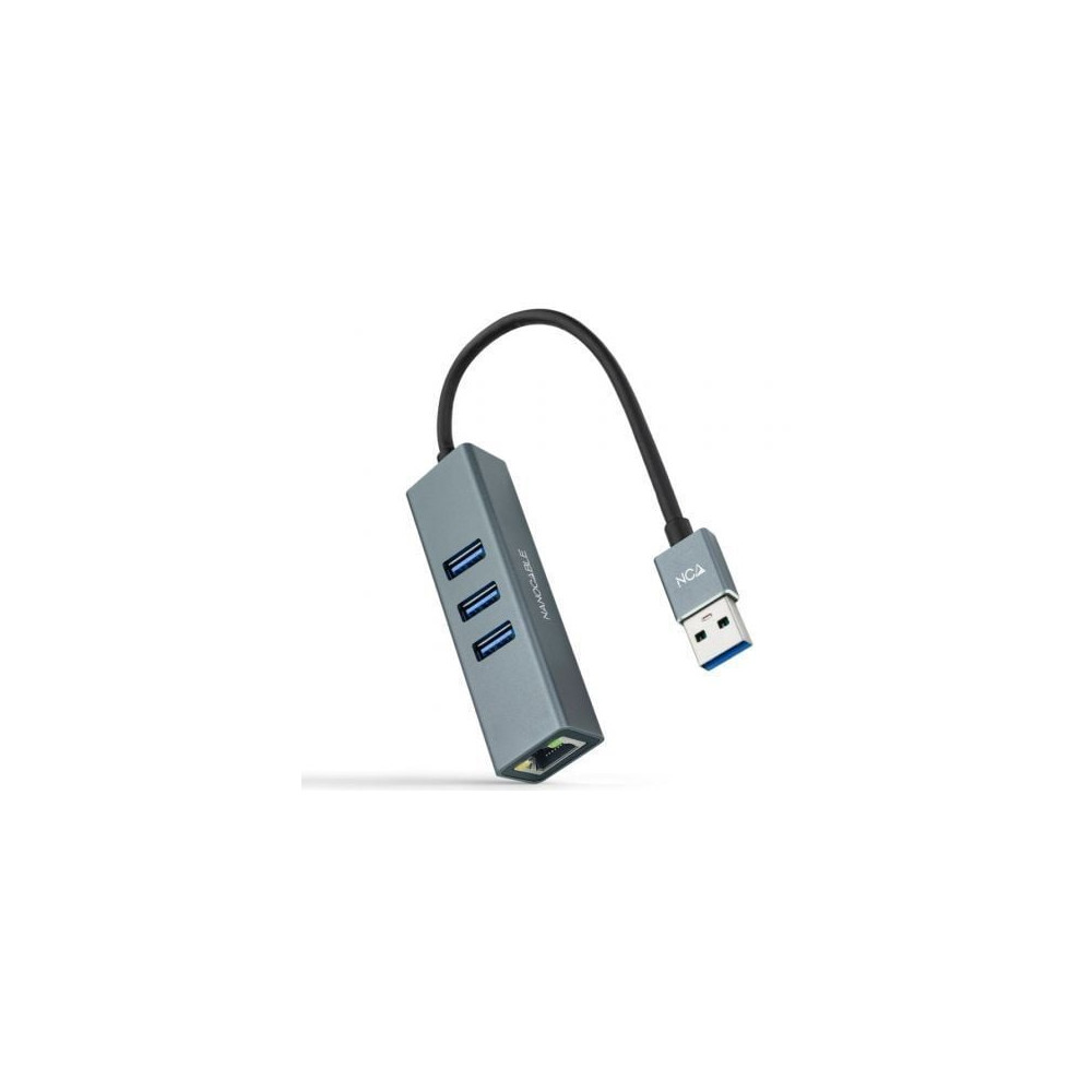 Hub USB 3.0 Nanocable 10.03.0407/ 3xUSB/ 1xRJ45/ Gris | Hubs USB