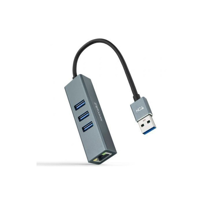 Hub USB 3.0 Nanocable 10.03.0407/ 3xUSB/ 1xRJ45/ Gris | Hubs USB