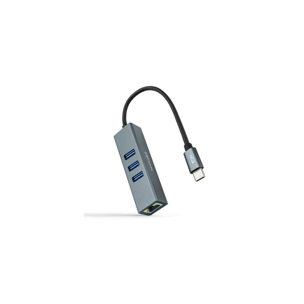 Hub USB Tipo-C Nanocable 10.03.0408/ 3xUSB/ 1xRJ45/ Gris | Hubs USB