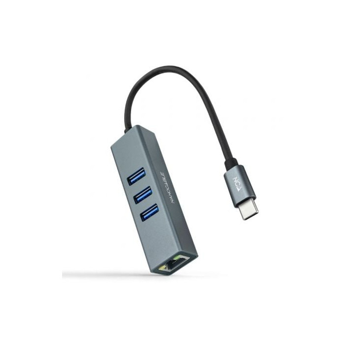 Hub USB Tipo-C Nanocable 10.03.0408/ 3xUSB/ 1xRJ45/ Gris | Hubs USB
