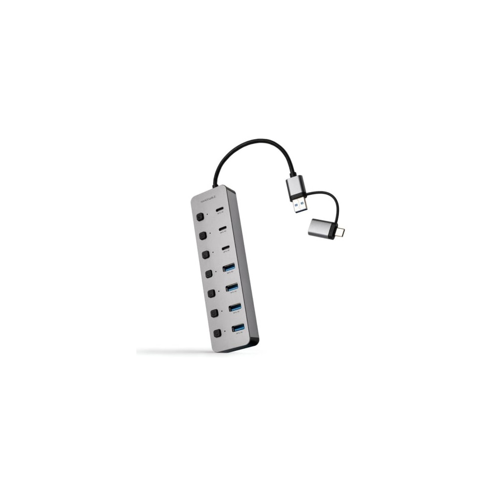 Hub USB + USB Tipo-C Nanocable 10.16.4510/ 4xUSB/ 3xUSB Tipo-C/ 1xUSB Tipo-C PD/ Gris | Hubs USB