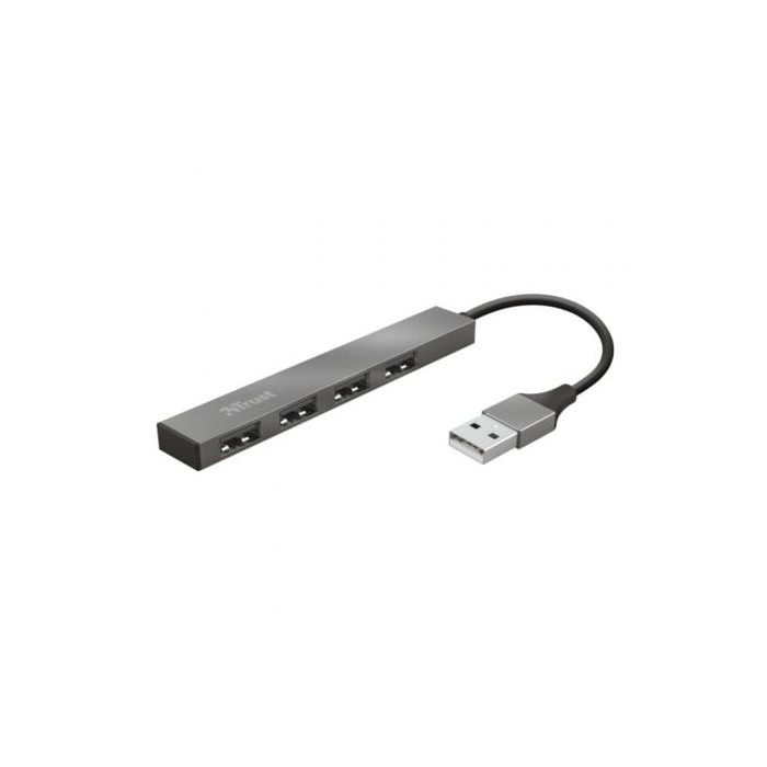 Hub USB 2.0 Trust Halyx/ 4xUSB/ Gris | Hubs USB