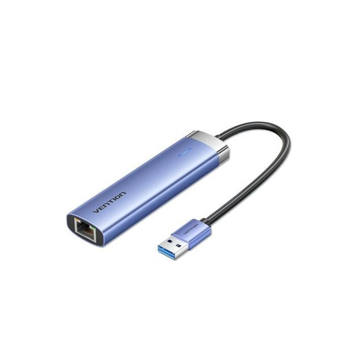 Hub USB 3.0 Vention TGFSB/ 3xUSB/ 1xRJ45/ 1xUSB Tipo-C PD/ Azul | Hubs USB