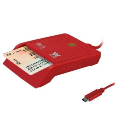 Lector de DNI y Tarjetas Woxter PE26-199/ USB Tipo-C/ Rojo | Lectores DNI