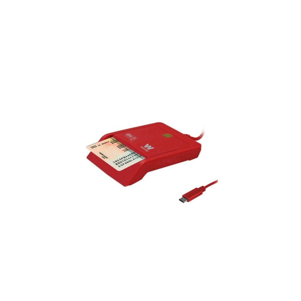 Lector de DNI y Tarjetas Woxter PE26-199/ USB Tipo-C/ Rojo | Lectores DNI