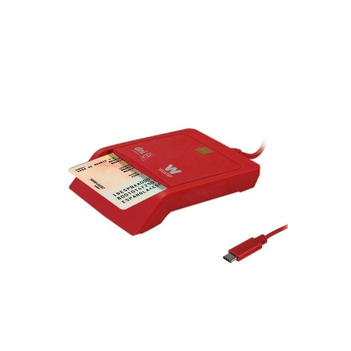 Lector de DNI y Tarjetas Woxter PE26-199/ USB Tipo-C/ Rojo | Lectores DNI