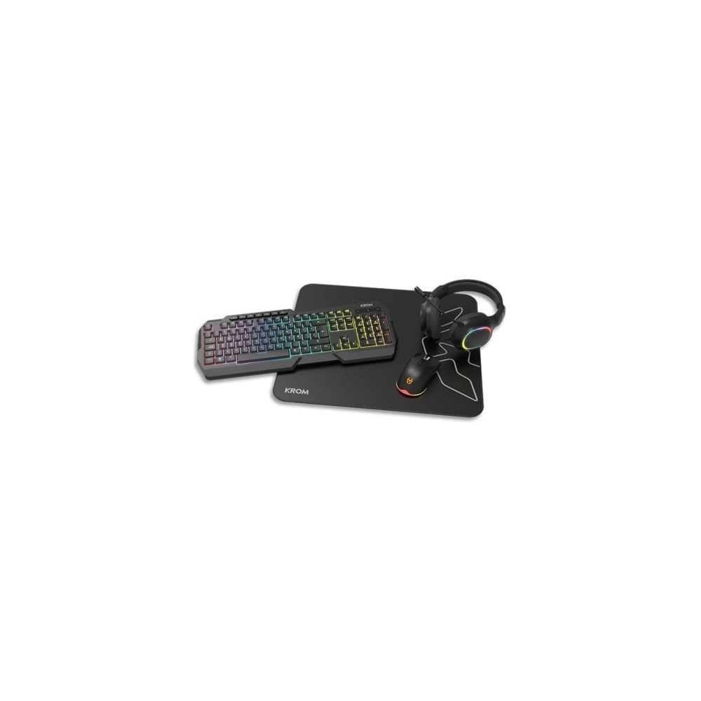 Pack Gaming Krom Kenta/ Teclado RGB + Ratón + Alfombrilla + Auriculares | Kits Completos