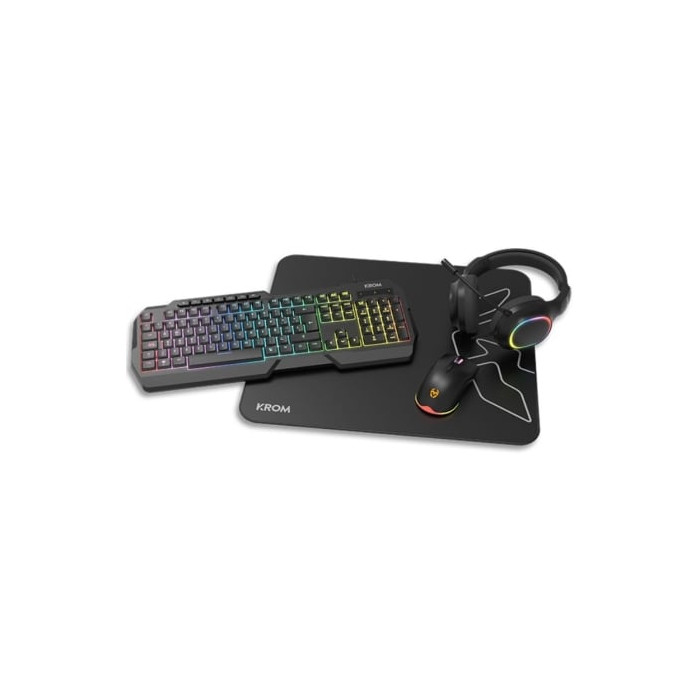 Pack Gaming Krom Kenta/ Teclado RGB + Ratón + Alfombrilla + Auriculares | Kits Completos
