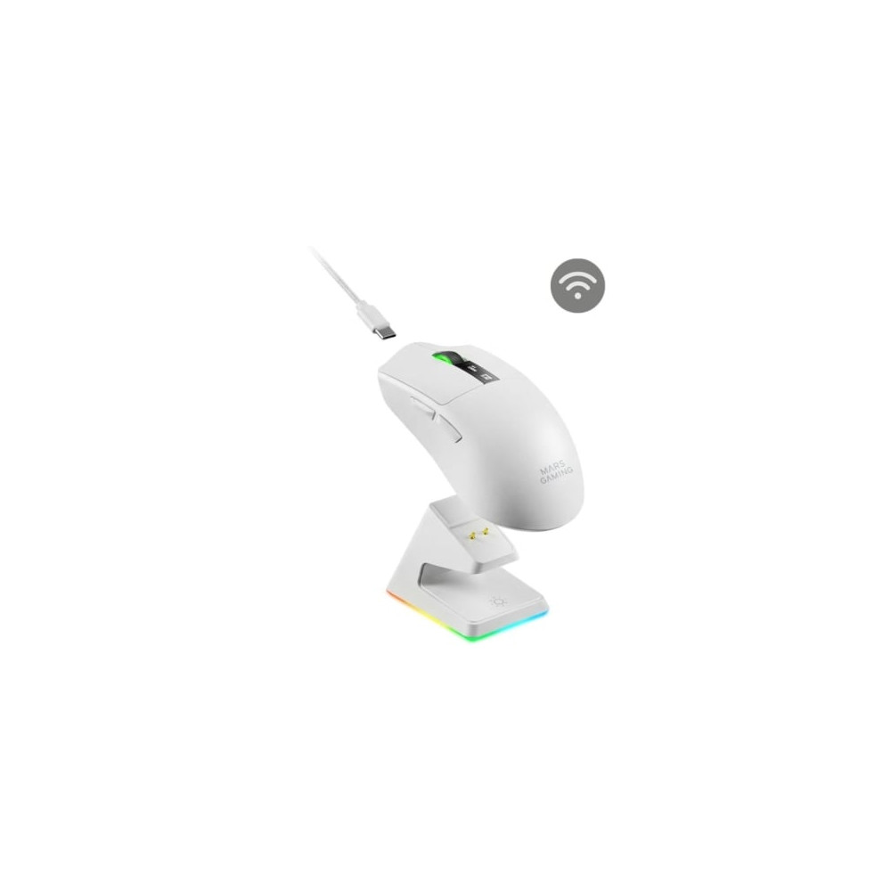 Ratón Gaming Inalámbrico Mars Gaming MMW-Elite/ Batería Recargable/ Hasta 20000 DPI/ Blanco | Ratones Gaming