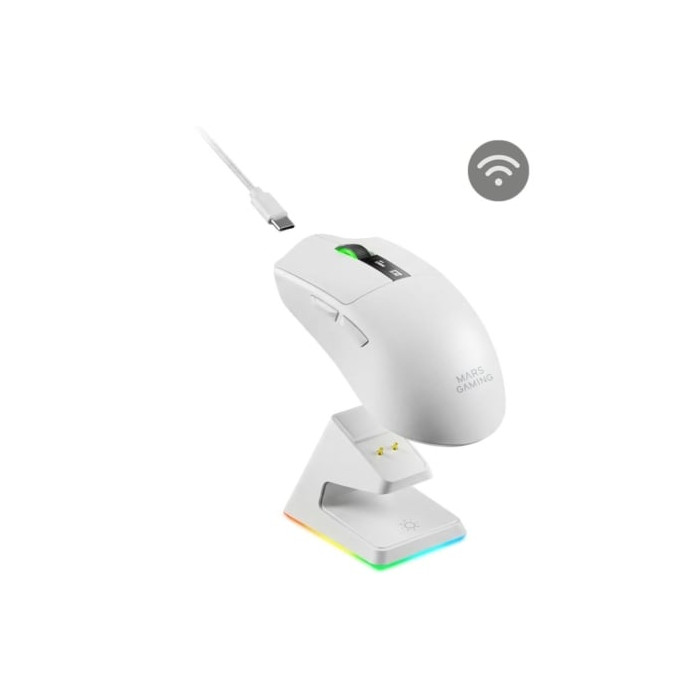 Ratón Gaming Inalámbrico Mars Gaming MMW-Elite/ Batería Recargable/ Hasta 20000 DPI/ Blanco | Ratones Gaming