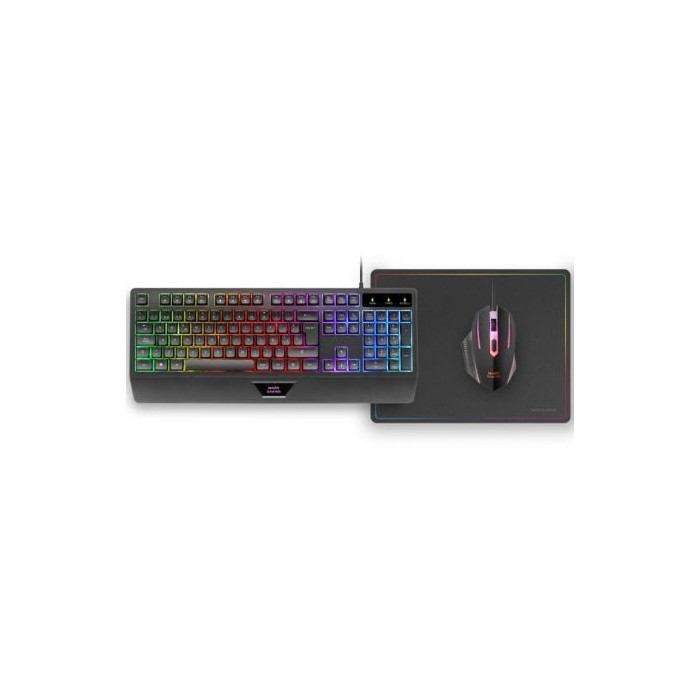 Pack Gaming Mars Gaming MCP124/ Teclado H-MECH  + Ratón Óptico + Alfombrilla/ Negro | Kits Completos