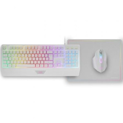 Pack Gaming Mars Gaming MCP124/ Teclado H-MECH  + Ratón Óptico + Alfombrilla/ Blanco | Kits Completos