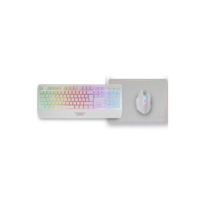 Pack Gaming Mars Gaming MCP124/ Teclado H-MECH  + Ratón Óptico + Alfombrilla/ Blanco | Kits Completos