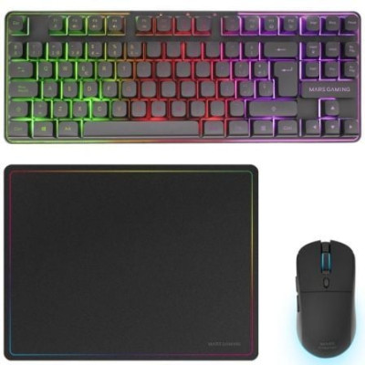 Pack Gaming Mars Gaming MCPWTKL/ Teclado Inalámbrico + Ratón Inalámbrico + Alfombrilla | Kits Completos