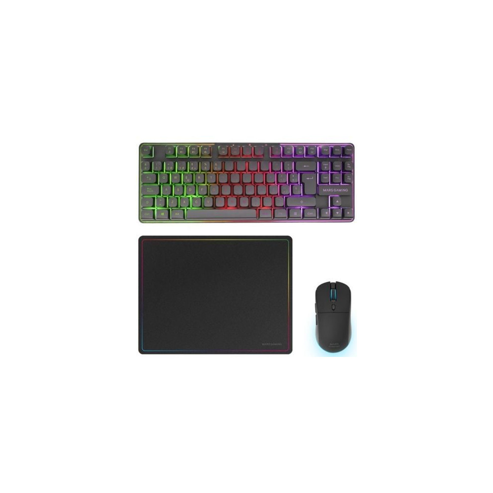 Pack Gaming Mars Gaming MCPWTKL/ Teclado Inalámbrico + Ratón Inalámbrico + Alfombrilla | Kits Completos