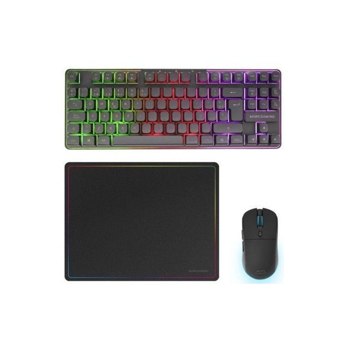 Pack Gaming Mars Gaming MCPWTKL/ Teclado Inalámbrico + Ratón Inalámbrico + Alfombrilla | Kits Completos