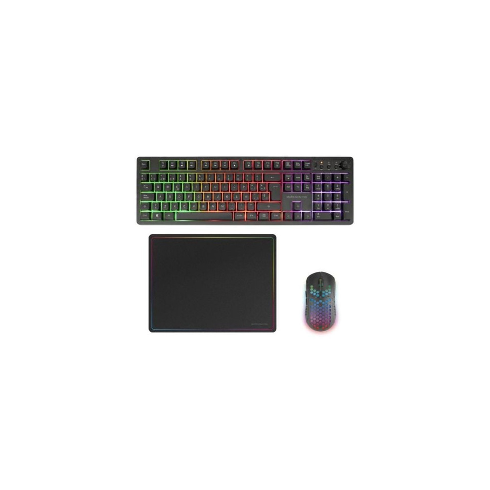 Pack Gaming Mars Gaming MCPWX/ Teclado Inalámbrico + Ratón Inalámbrico + Alfombrilla | Kits Completos