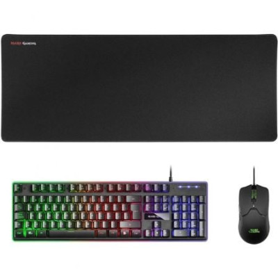 Pack Gaming Mars Gaming MCPX/ Teclado H-MECH  + Ratón Óptico + Alfombrilla/ Negro | Kits Completos