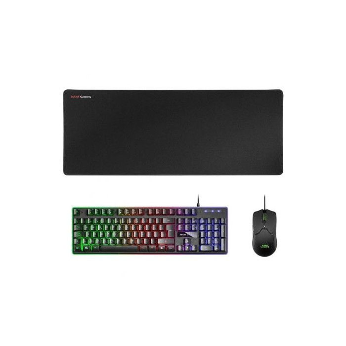 Pack Gaming Mars Gaming MCPX/ Teclado H-MECH  + Ratón Óptico + Alfombrilla/ Negro | Kits Completos