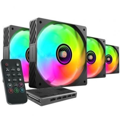 Pack 4 Ventiladores Mars Gaming MF-SI4KIT/ 12cm + HUB + Mando a Distancia/ ARGB | Ventiladores