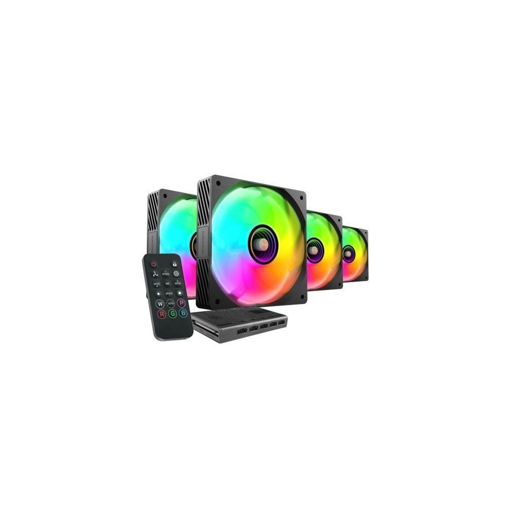 Pack 4 Ventiladores Mars Gaming MF-SI4KIT/ 12cm + HUB + Mando a Distancia/ ARGB | Ventiladores